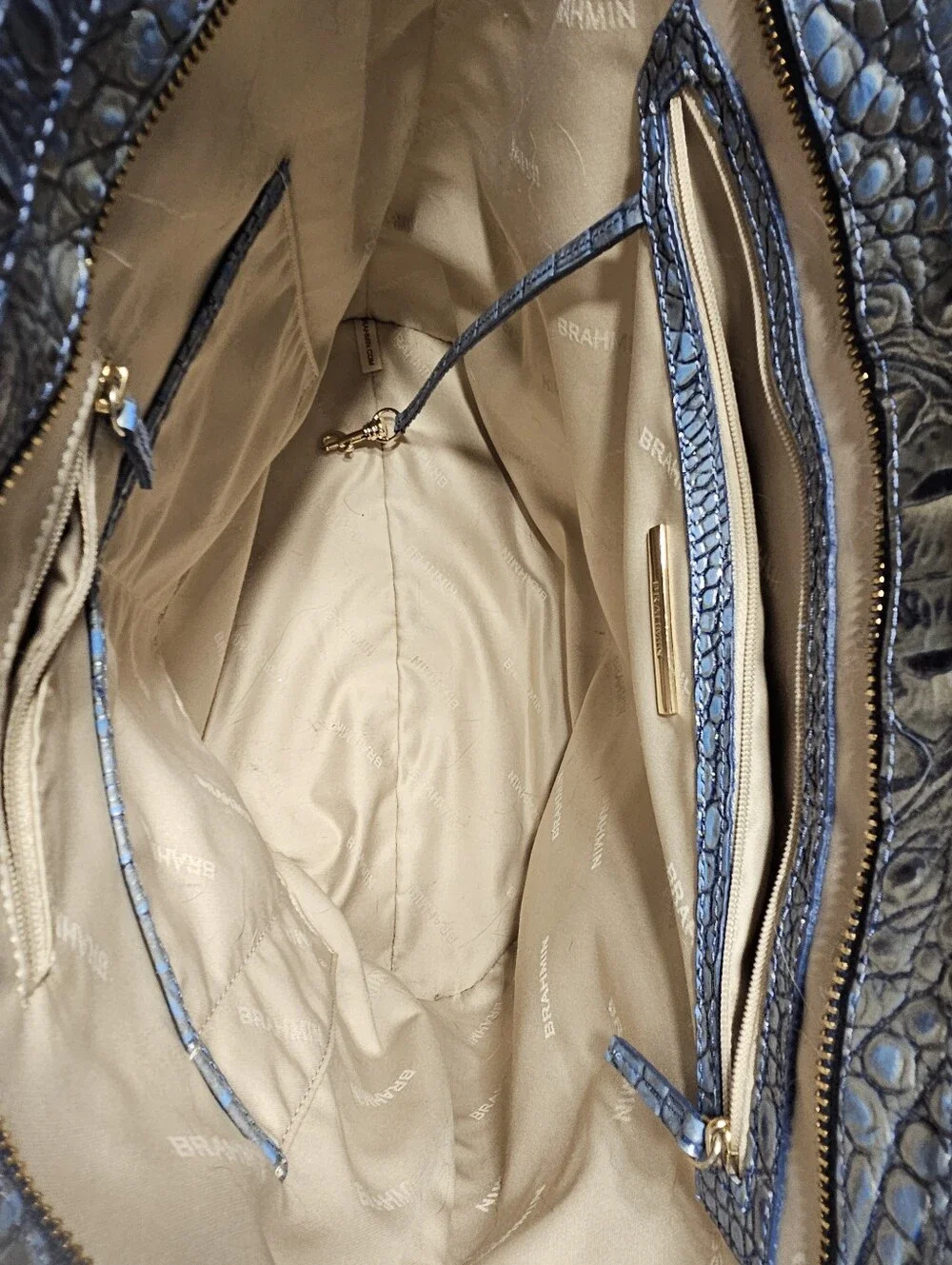 Brahmin Large Abigail Tote & Matching Slim Card Wallet Serenity Ombre Melbourne - Picture 13 of 13